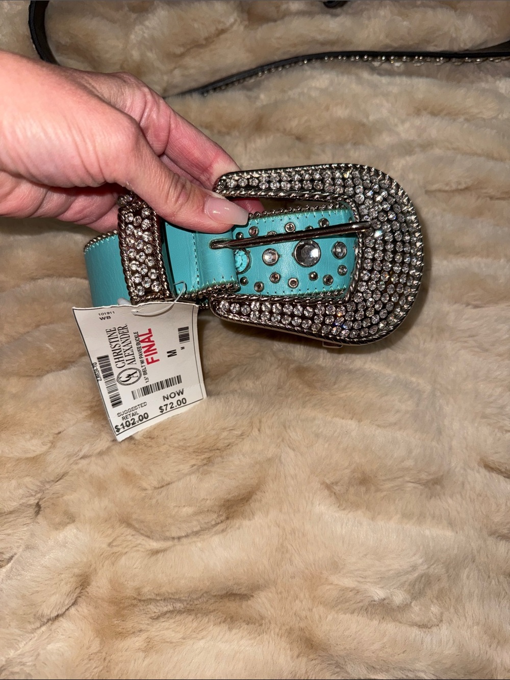 Christine Alexander Turquoise Belt with Crystal Buckle